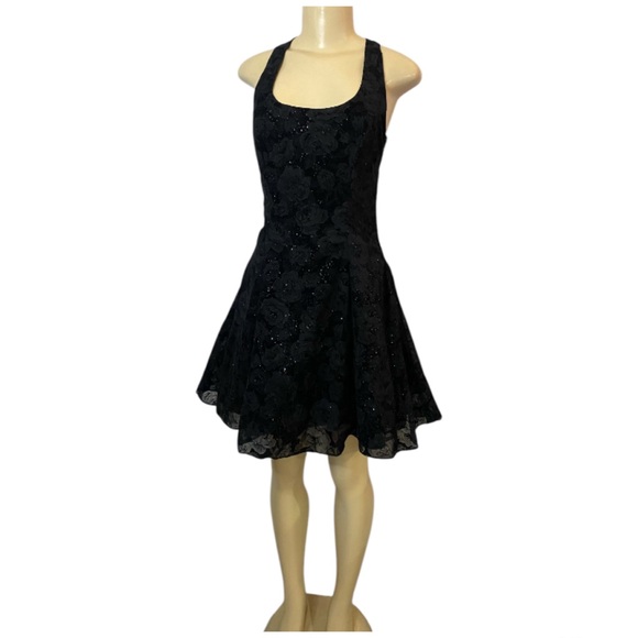 Zum Zum Vintage 90’s Y2K Black Floral Velvet Satin Sparkle Party Dress Size 5-6 - Picture 2 of 12